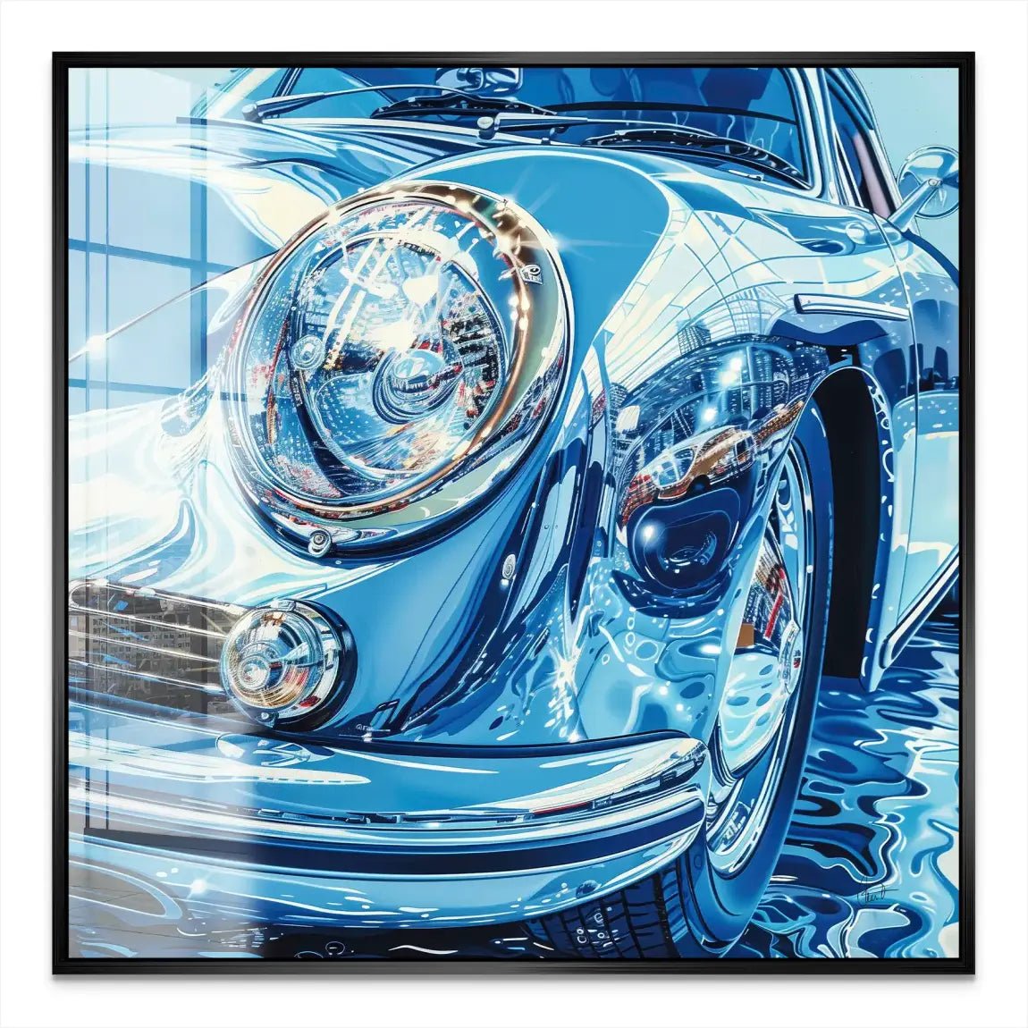 Porsche 356 Abstrakt Blue Nr.2 Acrylglas Bild INGALERIE