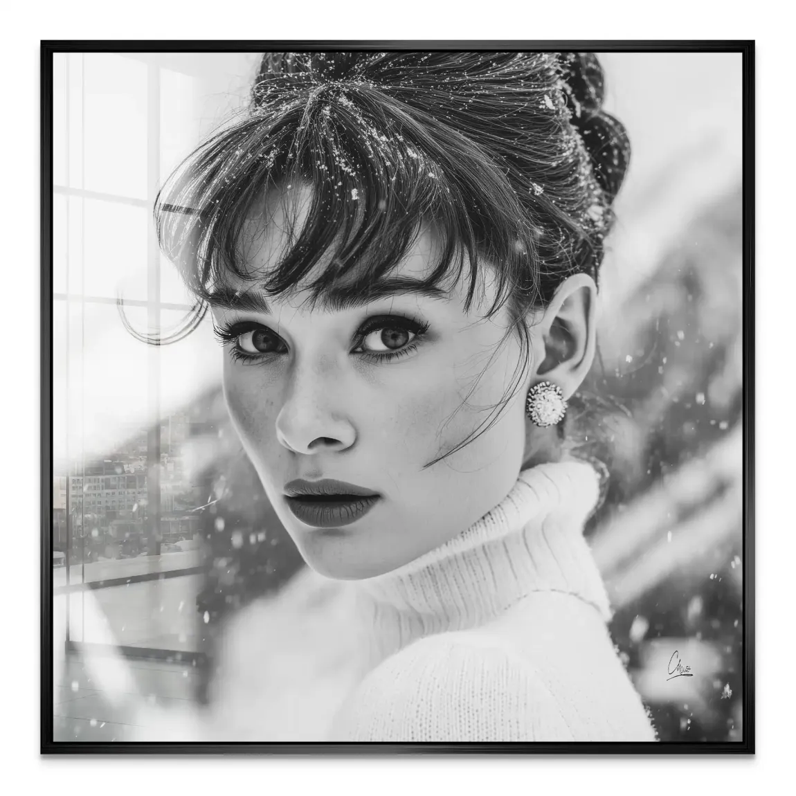Audrey Hepburn Winter Portrait Acrylglas Bild