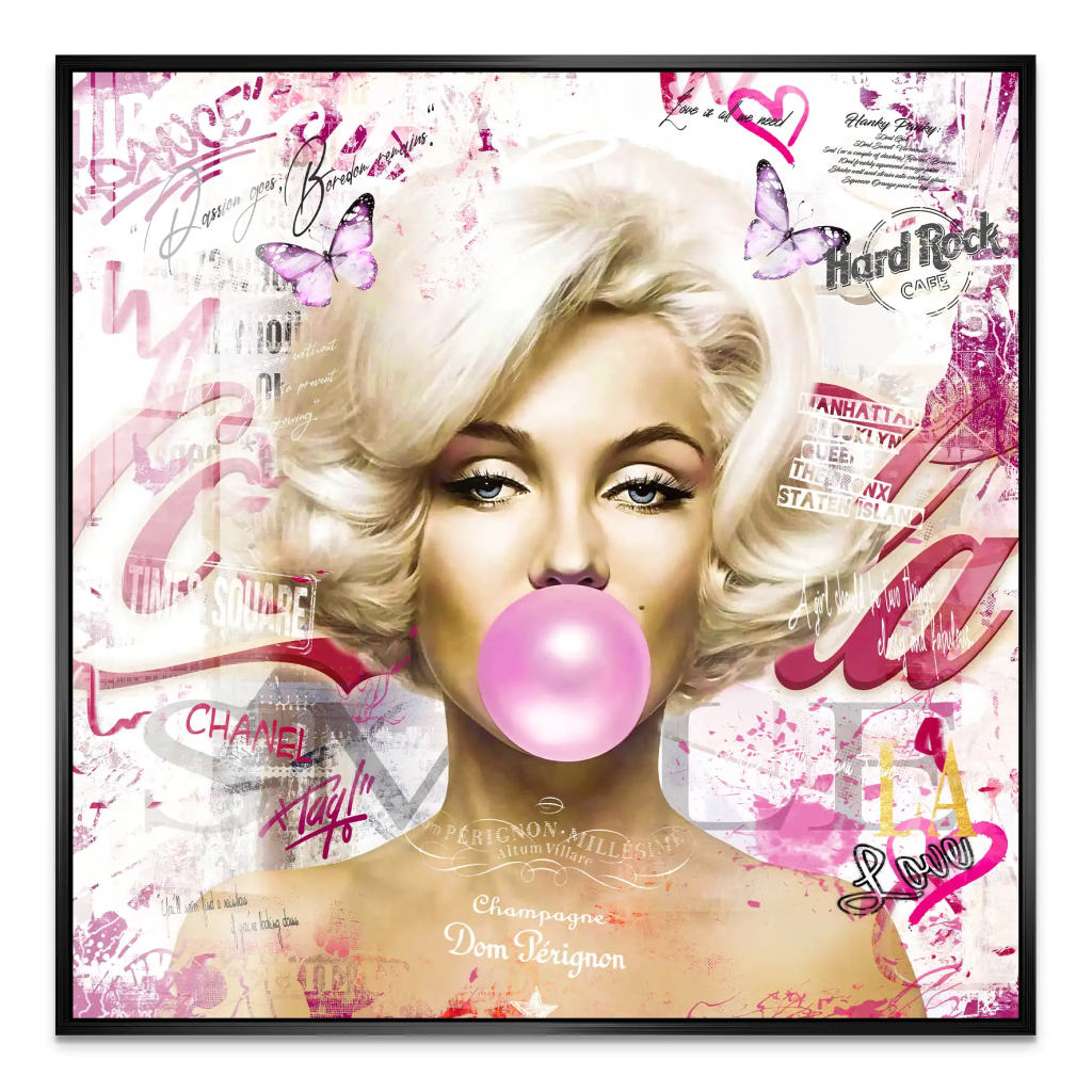 Marilyn Monroe Bubble Gum Streetart Acrylglas Bild INGALERIE