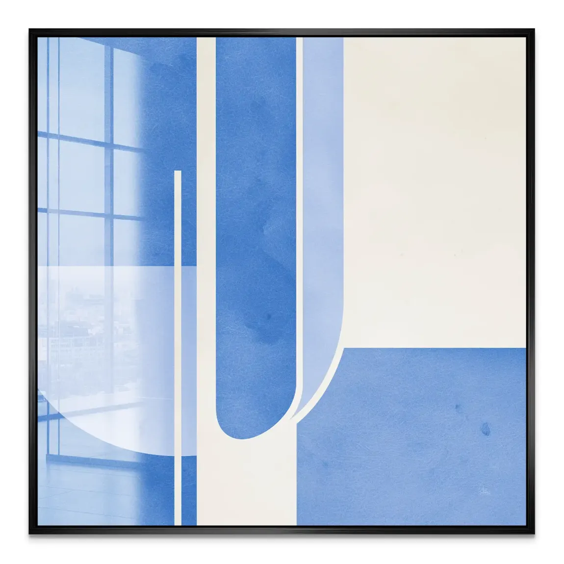 Blaue Geometrie Acrylglasbild