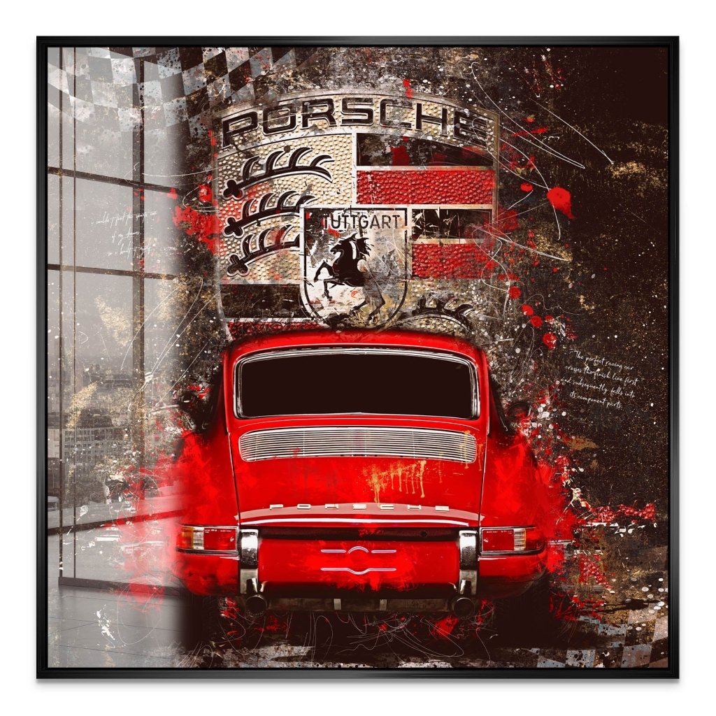 Porsche 911 Retro Abstrakt Acrylglas Bild INGALERIE