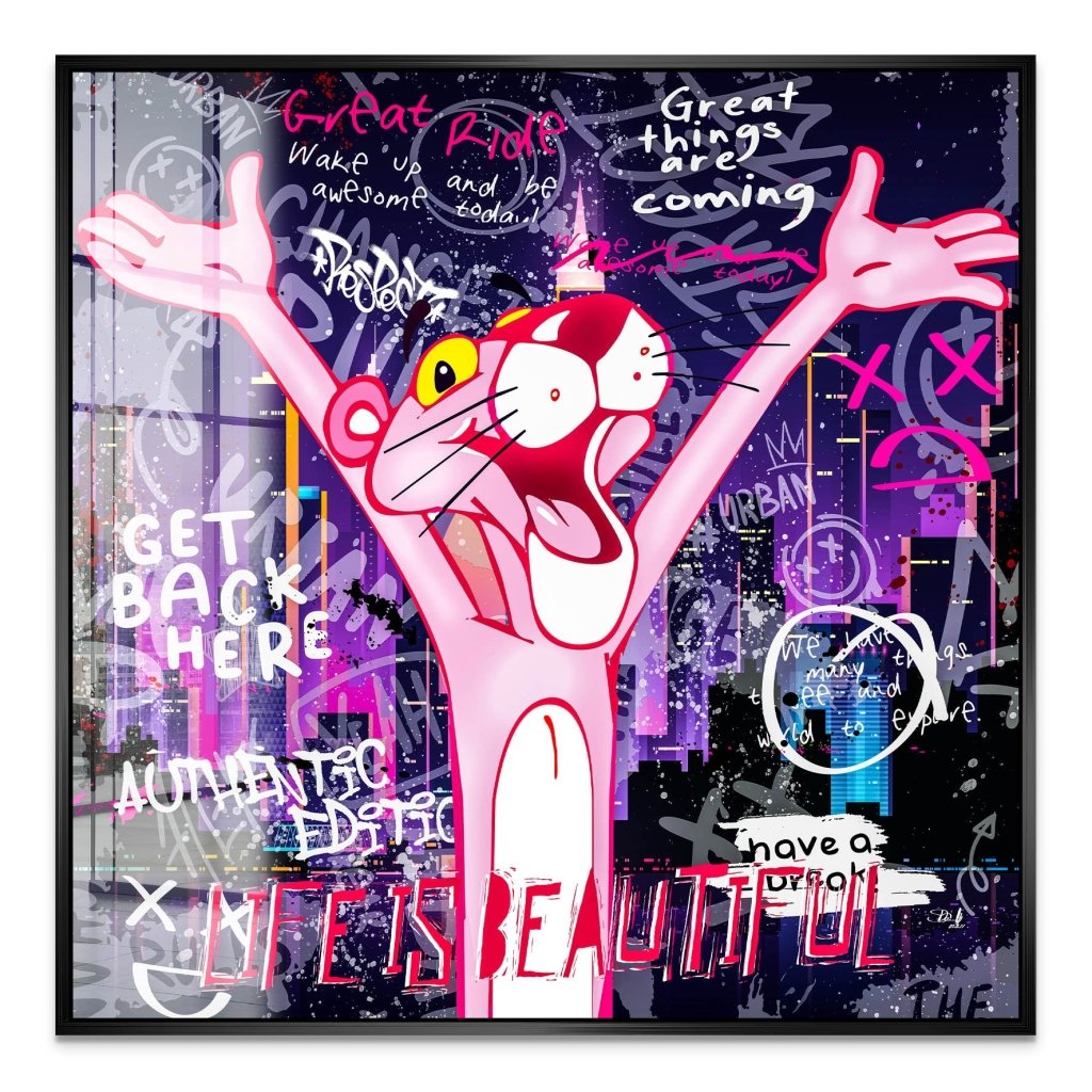 Pink Panther Street Art Acrylglas Bild INGALERIE