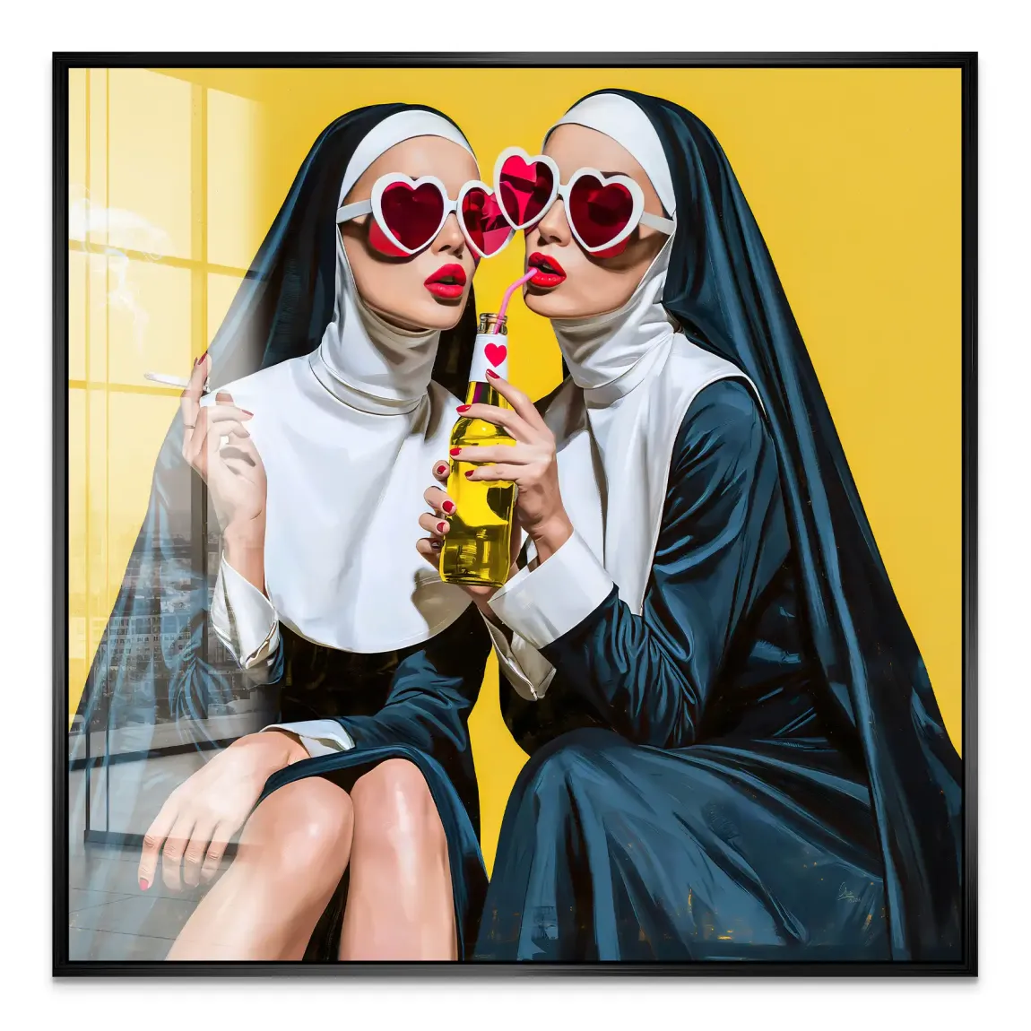 Nonnen Popart Acrylglasbild