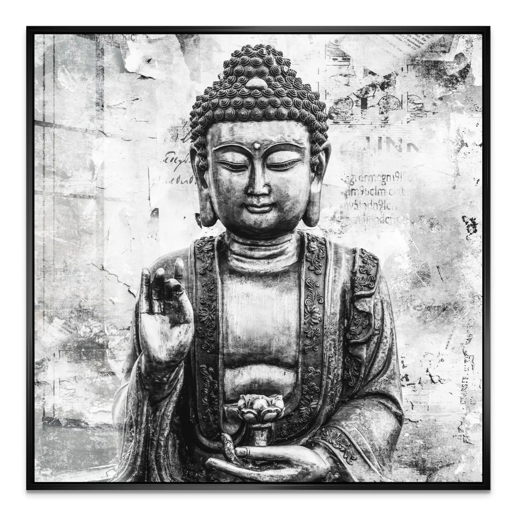 Buddha Abstrakt Black & White Acrylglas Bild INGALERIE