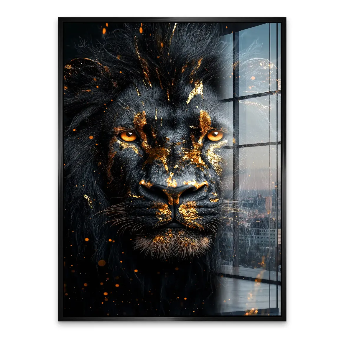 Black Lion in Gold Acrylglasbild INGALERIE