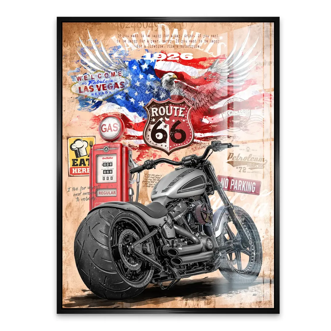 Harley Route 66 Acrylglasbild
