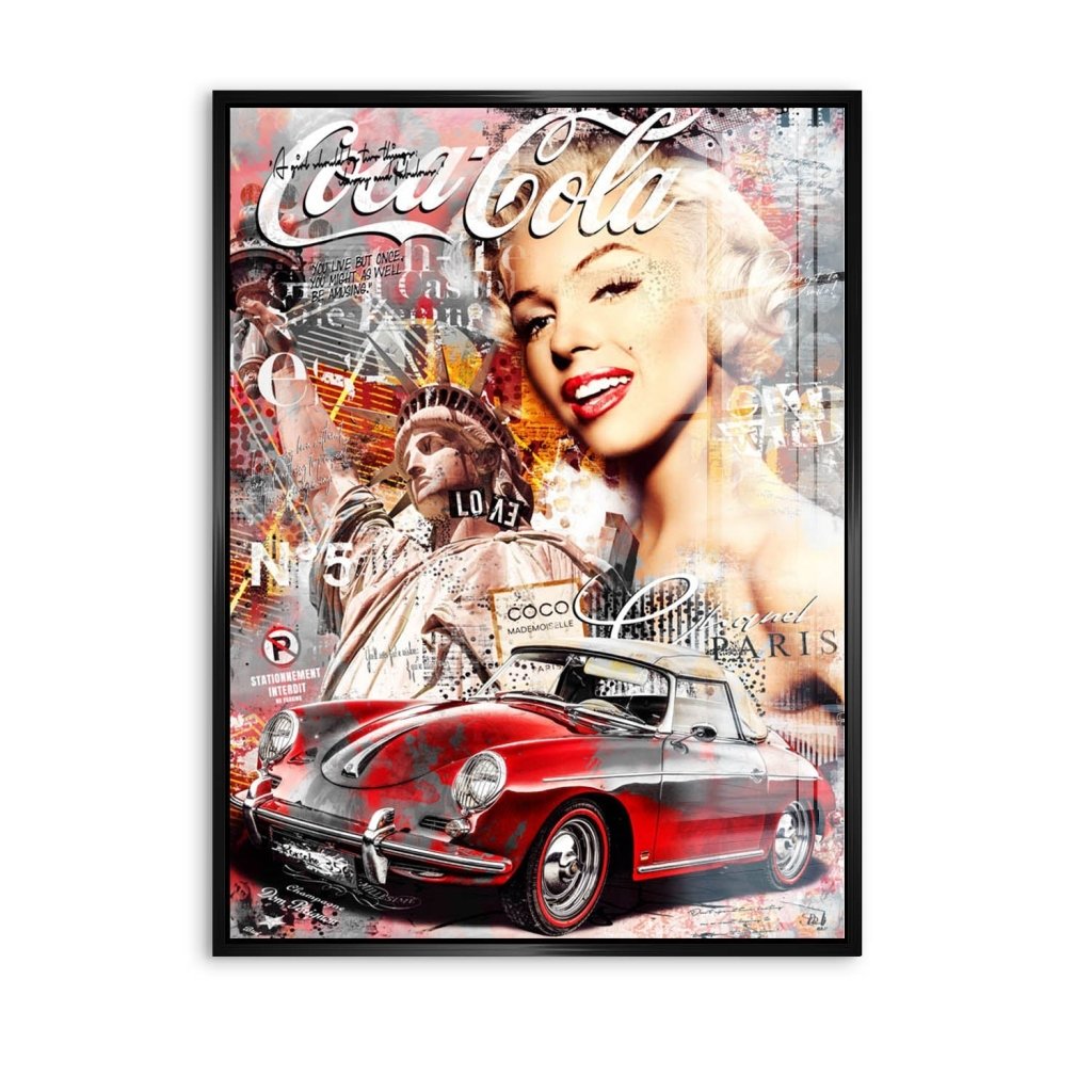 Marilyn Monroe Porsche Pop Art AluDibond Bild INGALERIE