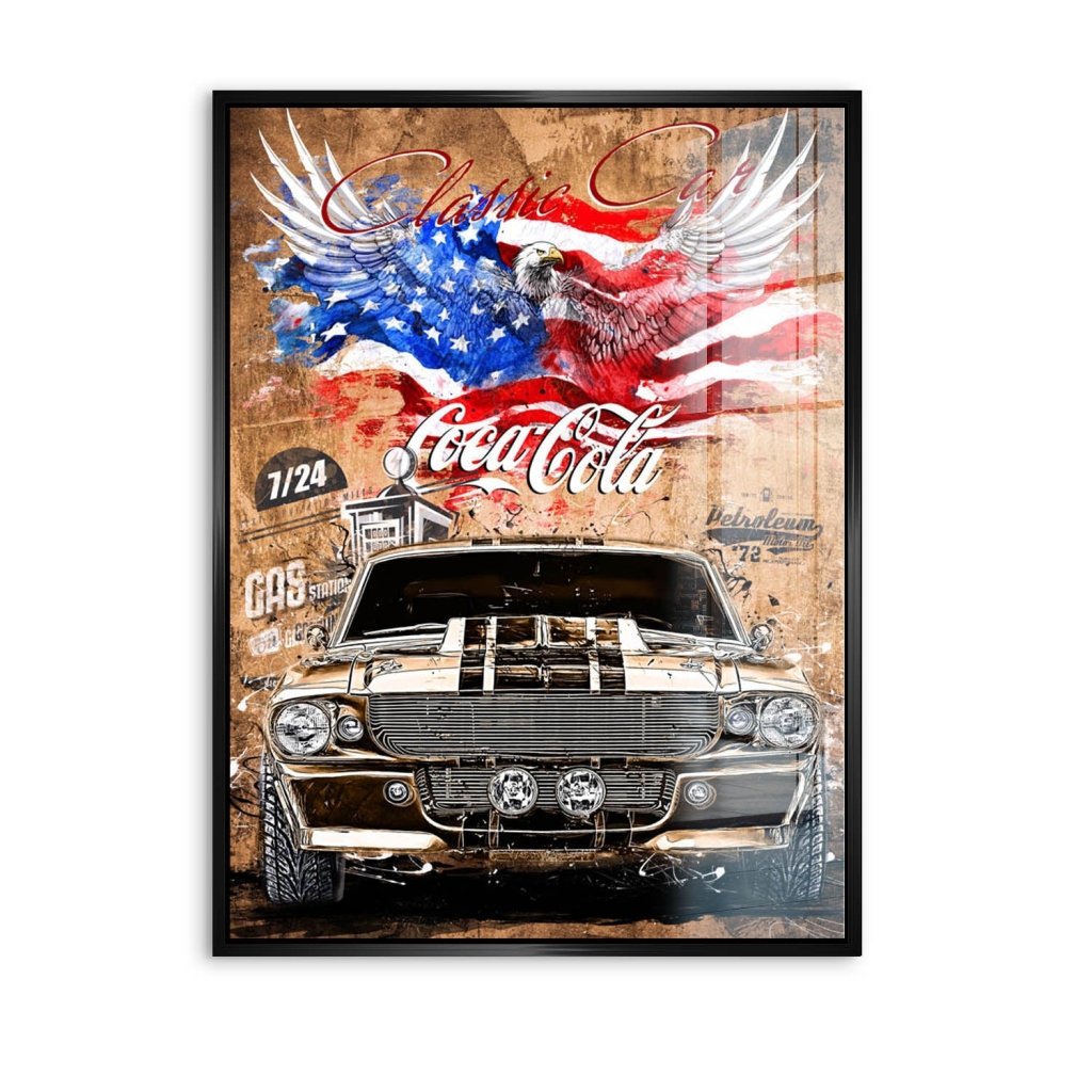 Ford Mustang Pop Art Vintage Style Acrylglas Bild INGALERIE