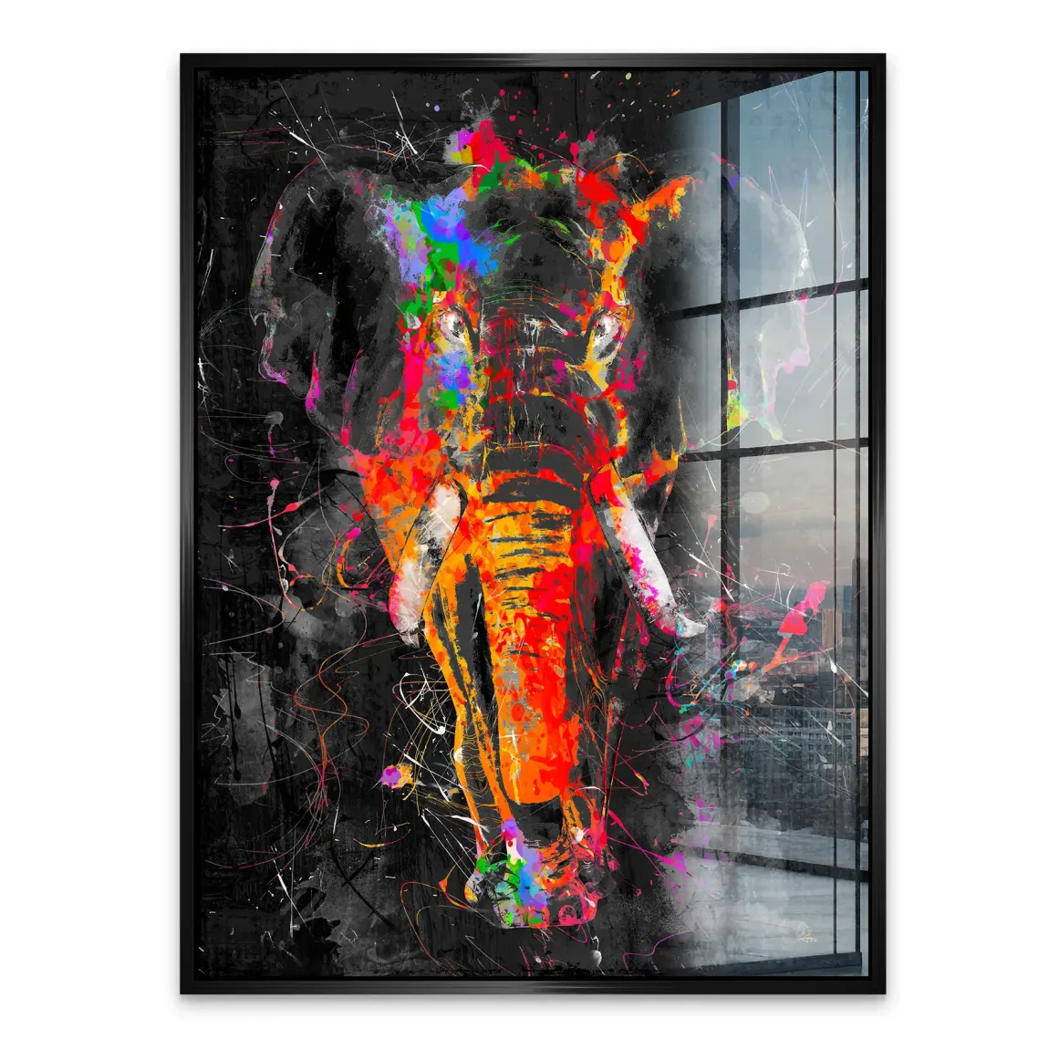 Bunter Elefant Acrylglasbild