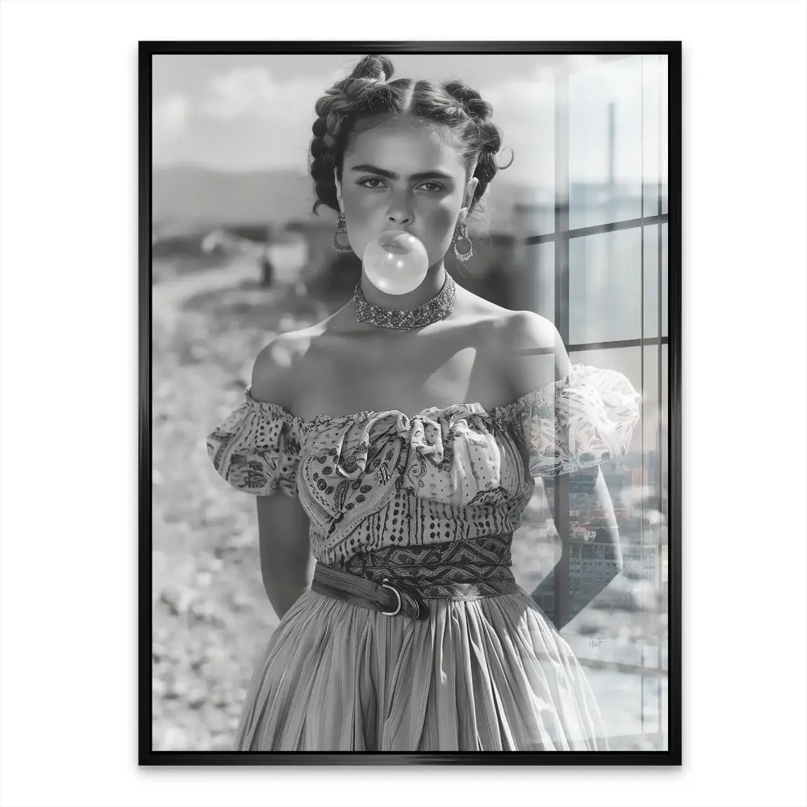 Young Frida Bubble Gum Acrylglasbild INGALERIE