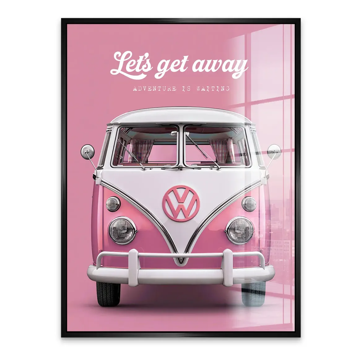 Pink VW Bulli Acrylglasbild