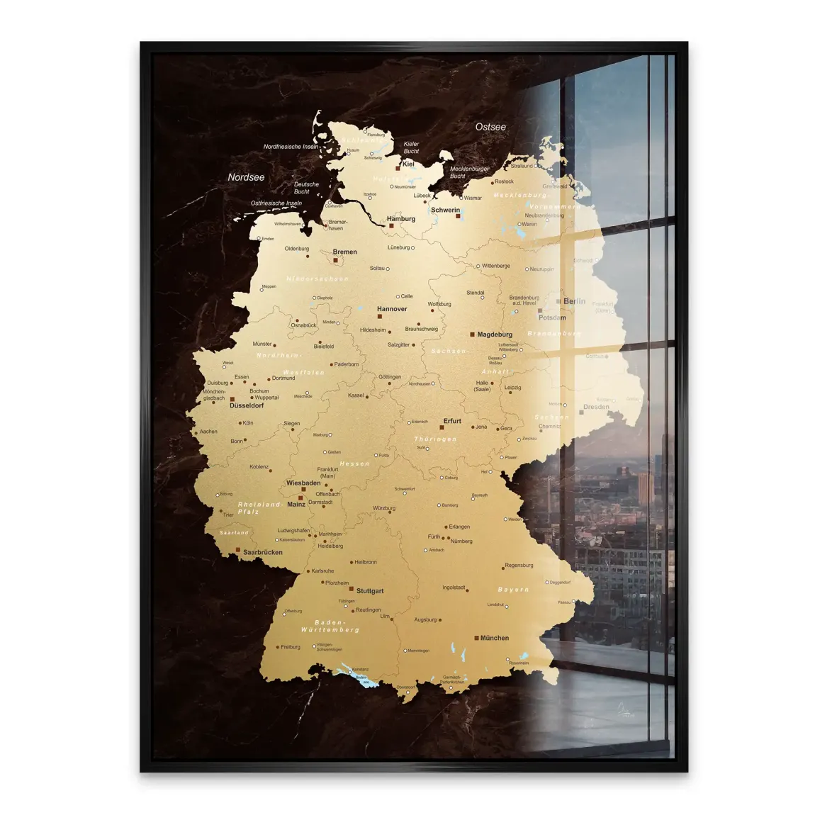 Deutschland Karte Gold Acrylglasbild