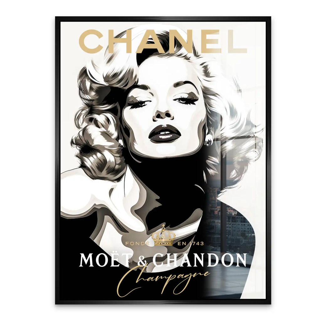 Marilyn Monroe Champagner Pop Art Acrylglas Bild INGALERIE