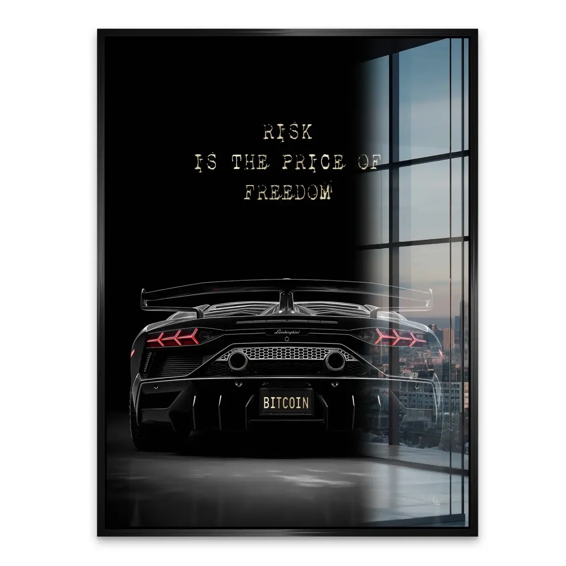 Lambo Bitcoin Acrylglasbild