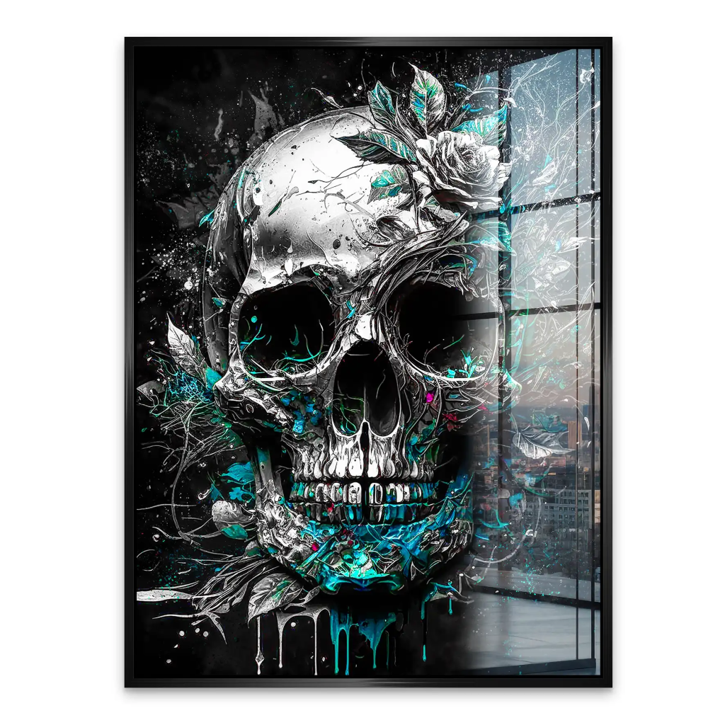 Totenkopf Silver Style Acrylglas Bild INGALERIE