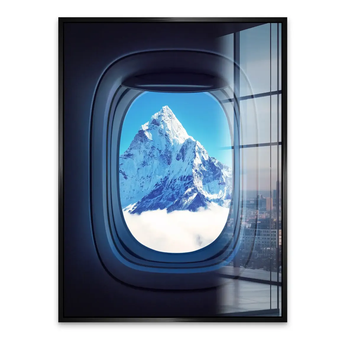 Flugzeugfenster Mount Everest Acrylglasbild