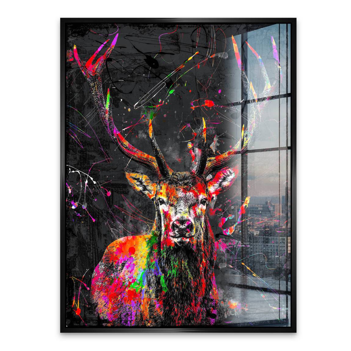 Hirsch Pop Style Acrylglasbild