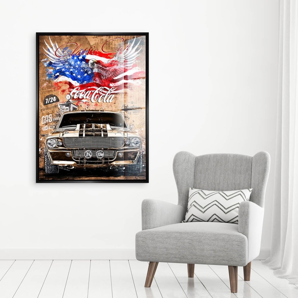 Ford Mustang Pop Art Vintage Style Acrylglas Bild INGALERIE