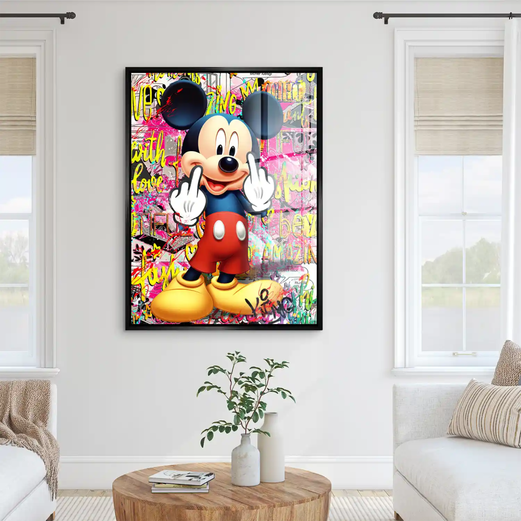 Micky Mittelfinger Street Art Acrylglas Bild INGALERIE