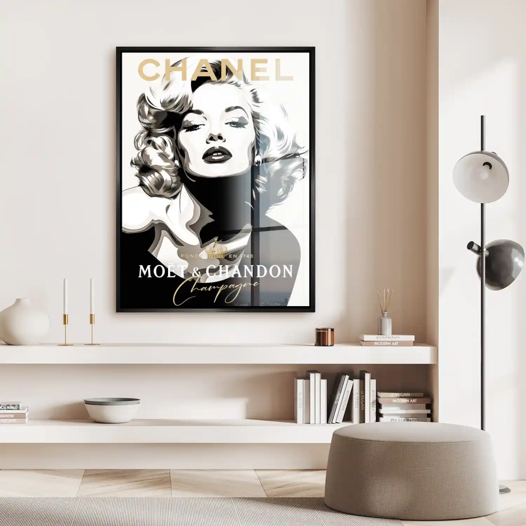 Marilyn Monroe Champagner Pop Art Acrylglas Bild INGALERIE