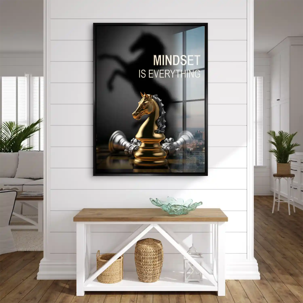 Motivation Schachfigur Springer Acrylglas Bild INGALERIE