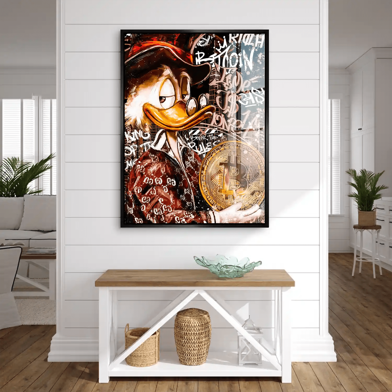 Dagobert Bitcoin Retro Pop Art Acrylglas Bild INGALERIE