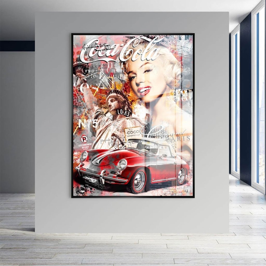 Marilyn Monroe Porsche Pop Art AluDibond Bild INGALERIE