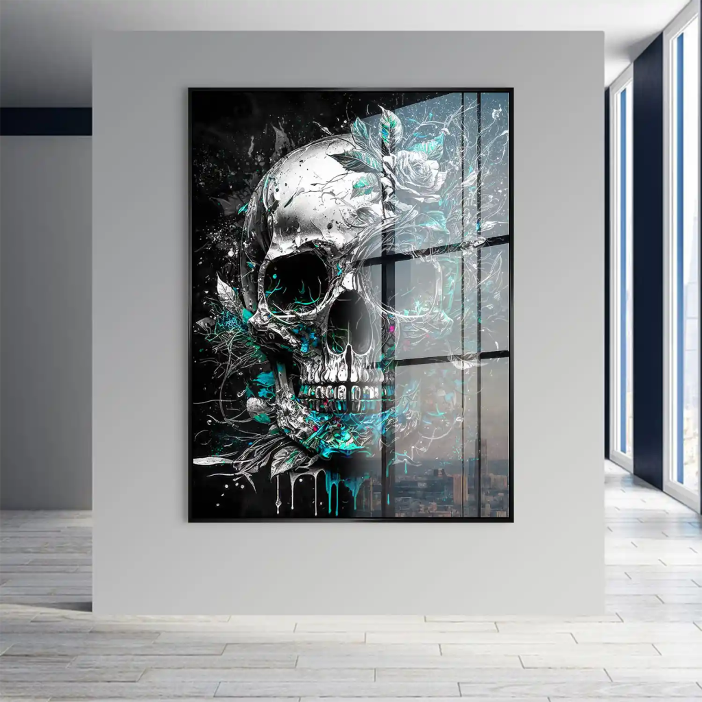 Totenkopf Silver Style Acrylglas Bild INGALERIE