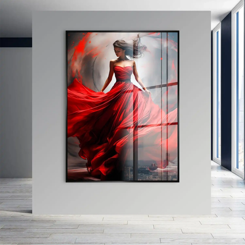 Woman In Red Acrylglas Bild INGALERIE