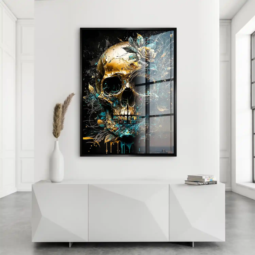Totenkopf Gold Style Acrylglasbild INGALERIE