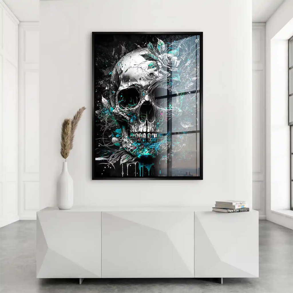 Totenkopf Silver Style Acrylglas Bild INGALERIE