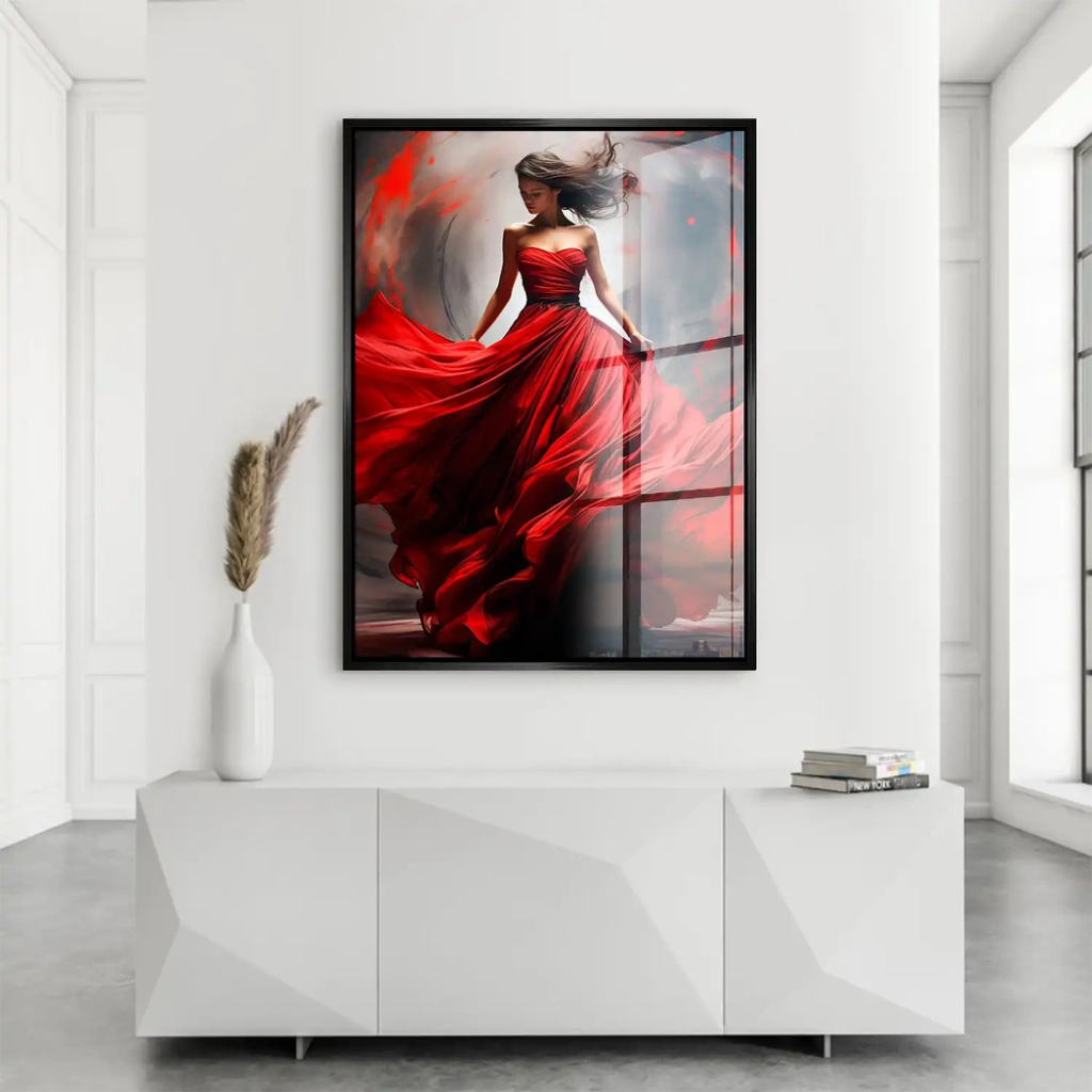 Woman In Red Acrylglas Bild INGALERIE