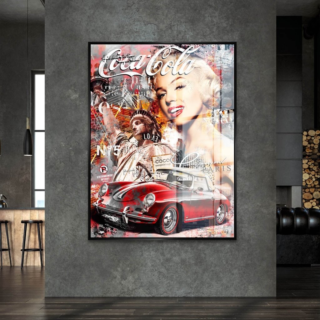 Marilyn Monroe Porsche Pop Art Acrylglas Bild INGALERIE
