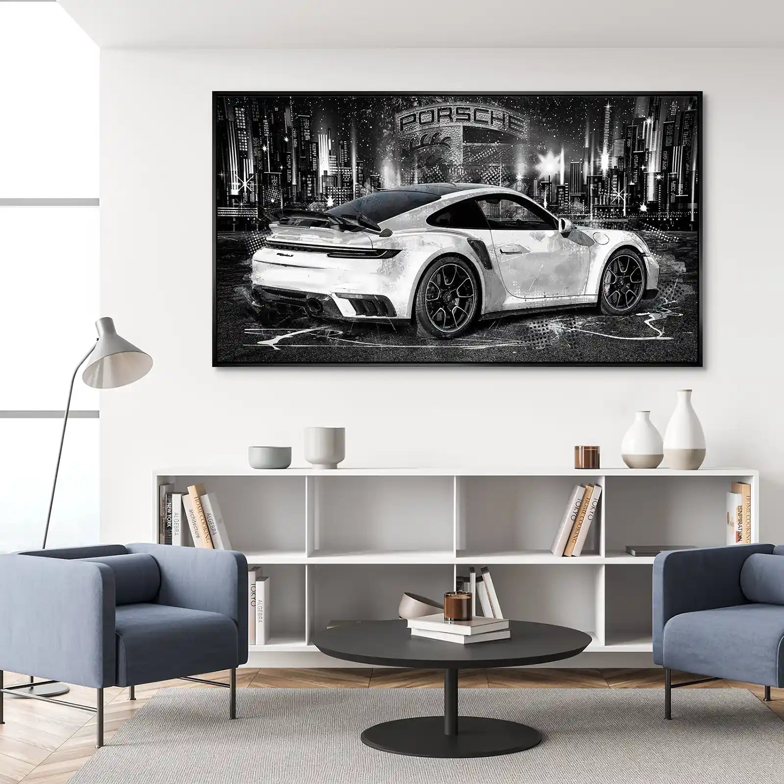 Porsche 911 Turbo Abstrakt White Aludibond Bild INGALERIE