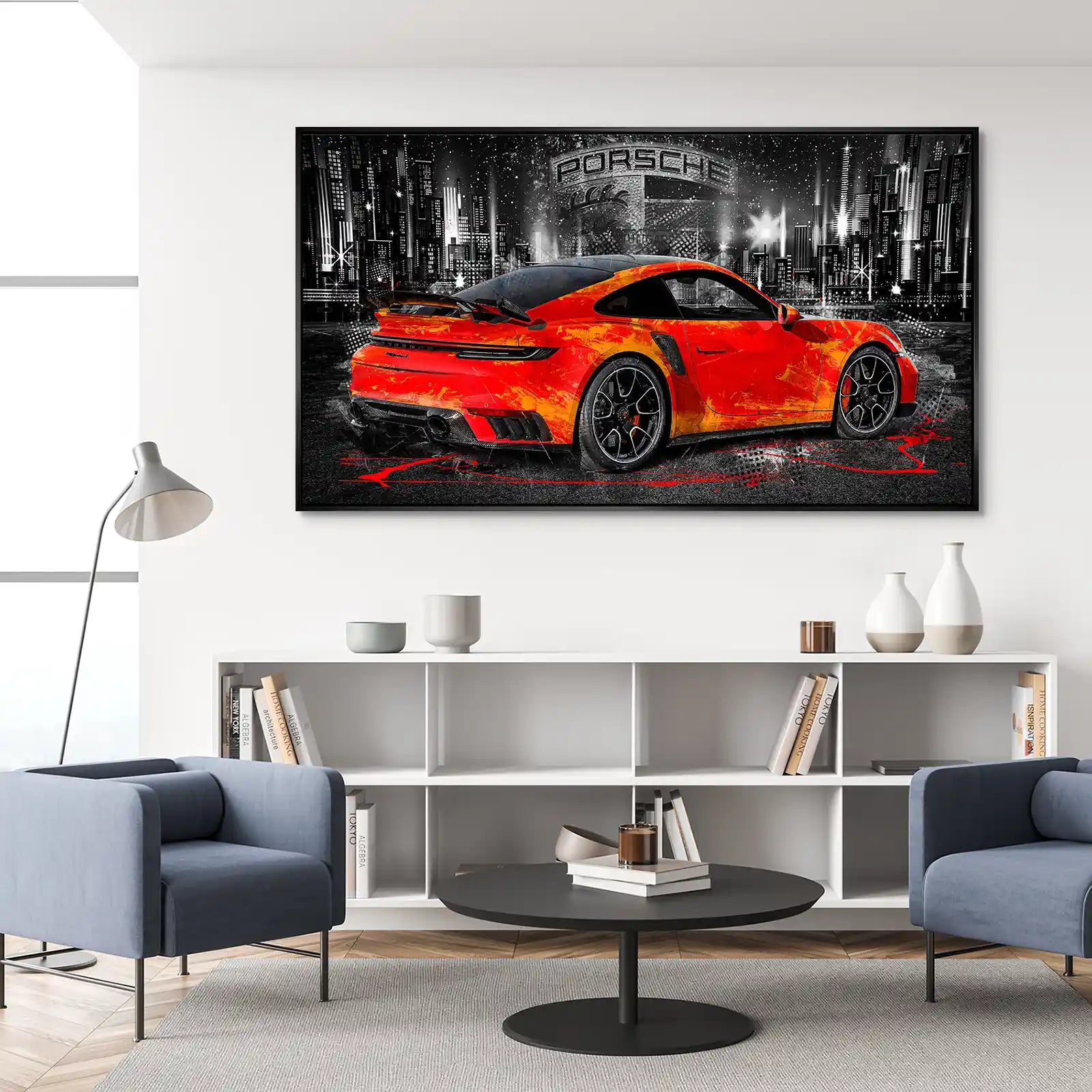 Porsche 911 Turbo Abstrakt Orange Aludibond Bild INGALERIE