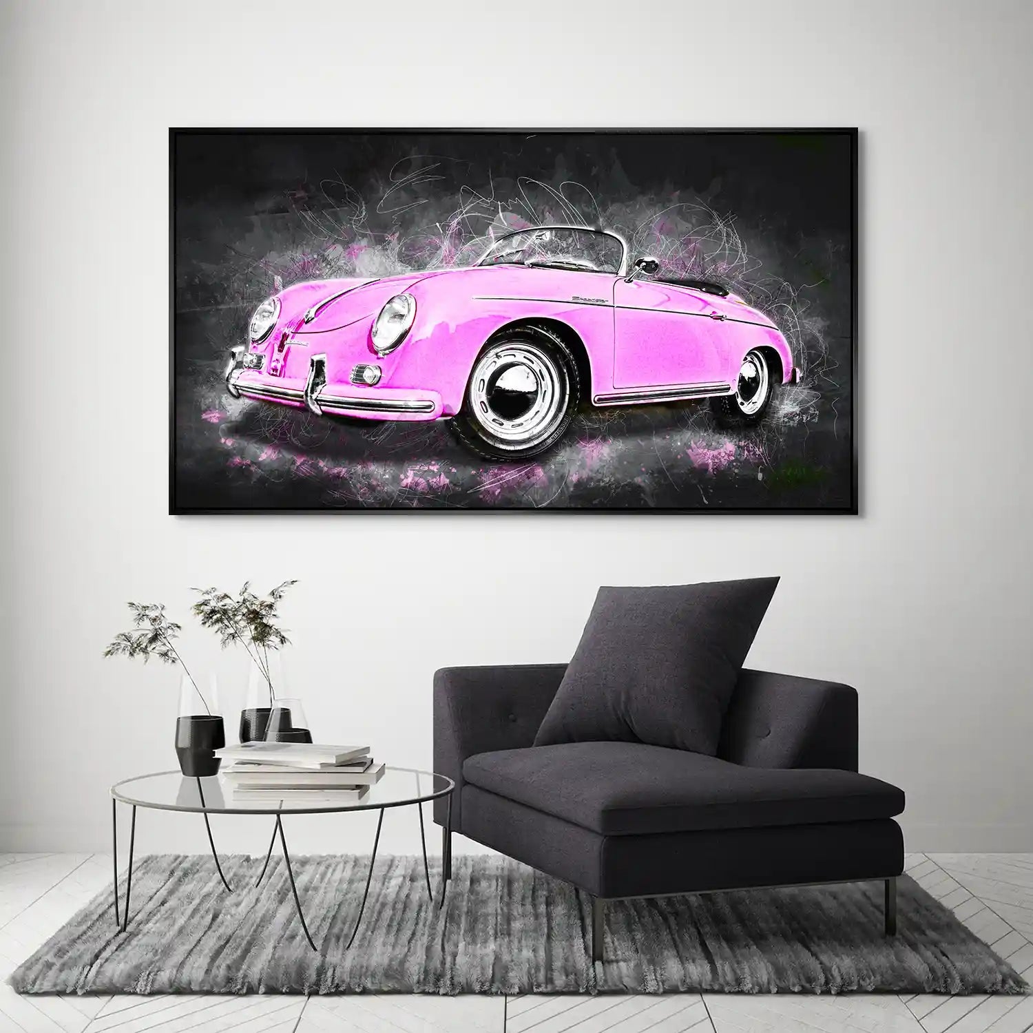 Pink Porsche Speedster Abstrakt Style Aludibond Bild INGALERIE