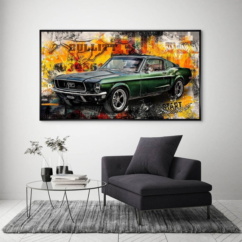 Ford Mustang Bullitt Pop Art Aludibond Bild INGALERIE