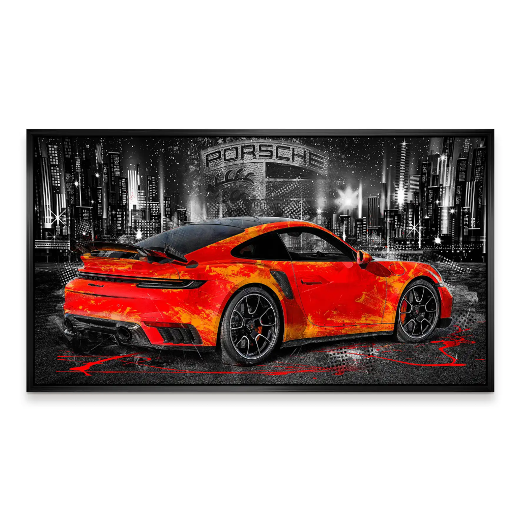 Porsche 911 Turbo Abstrakt Orange Aludibond Bild INGALERIE