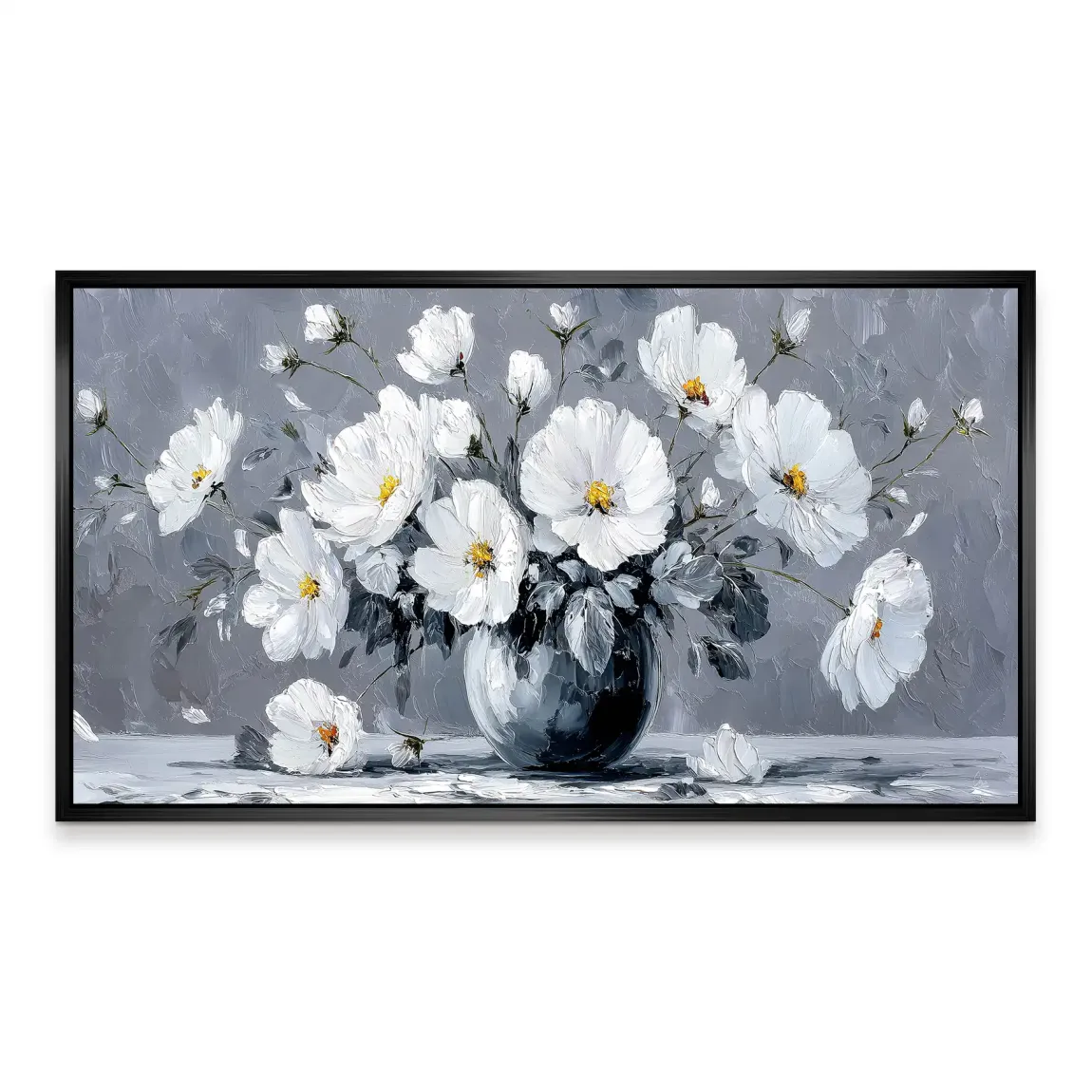Silver White Blossom Art Aludibond Bild