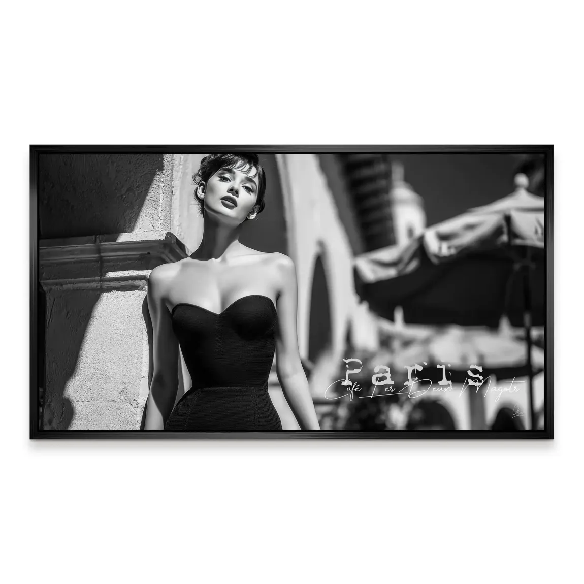 Audrey Hepburn Paris Cafe Aludibond Bild
