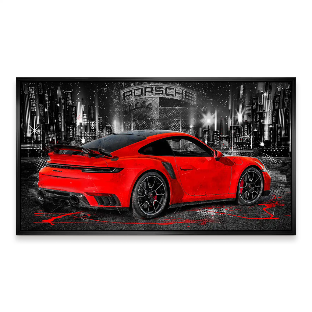 Porsche 911 Turbo Abstrakt Rot Aludibond Bild INGALERIE