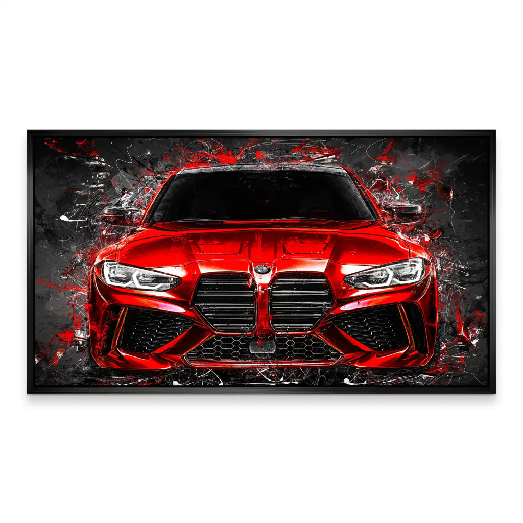 BMW M4 Abstrakt Red Style Aludibond Bild INGALERIE