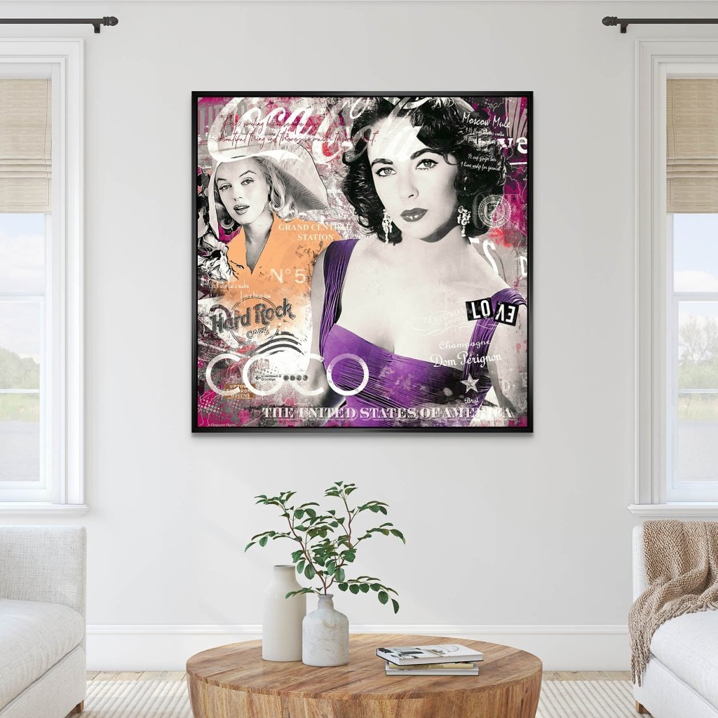 Marilyn & Liz Pop Art Modern Style AluDibond Bild INGALERIE