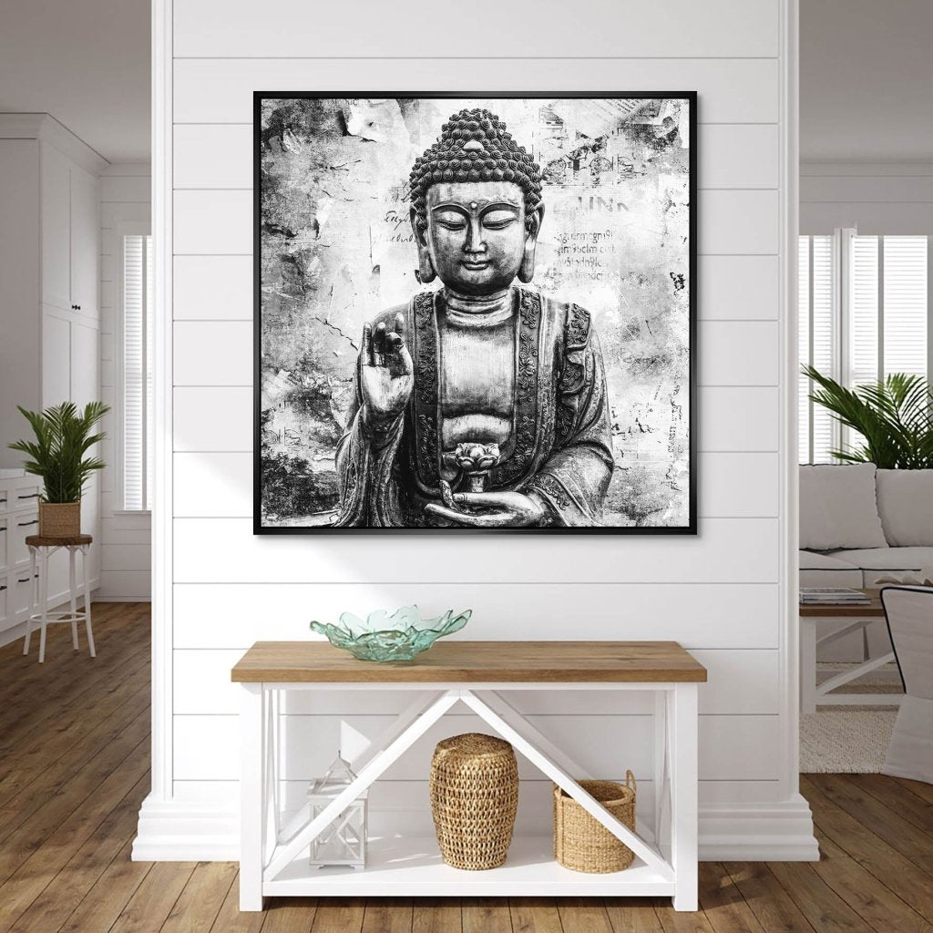 Buddha Abstrakt Black & White AluDibond Bild INGALERIE