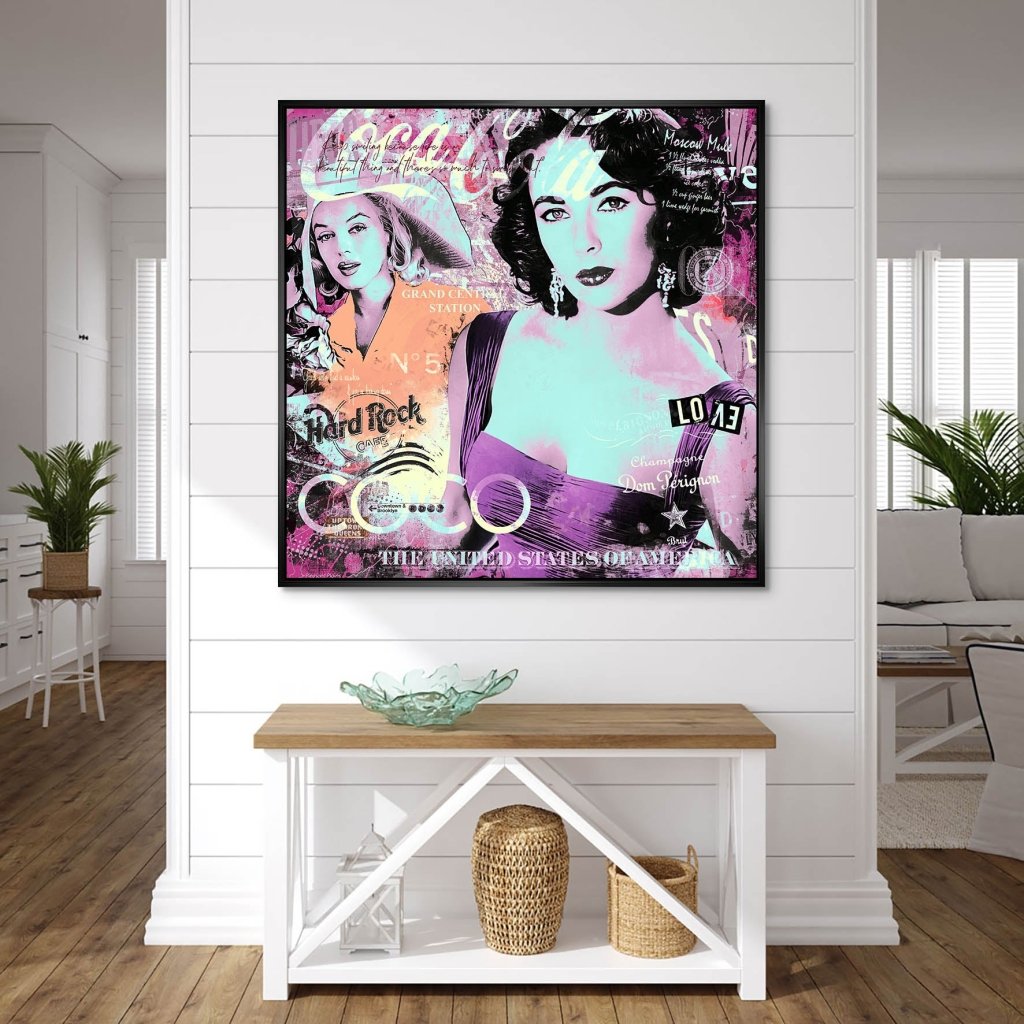 Marilyn & Liz Pop Art Color Style AluDibond Bild INGALERIE