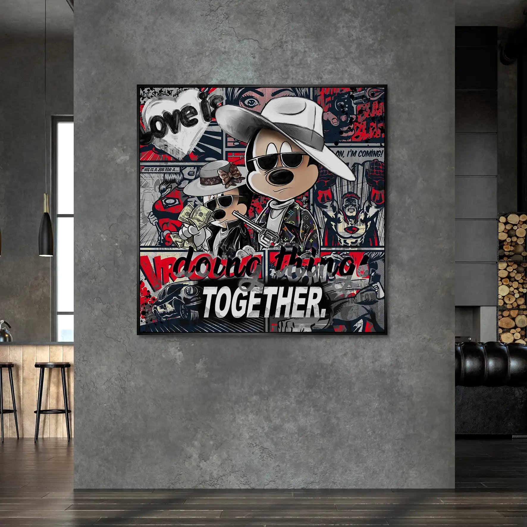 Micky & Minnie Gangster Style AluDibond Bild INGALERIE