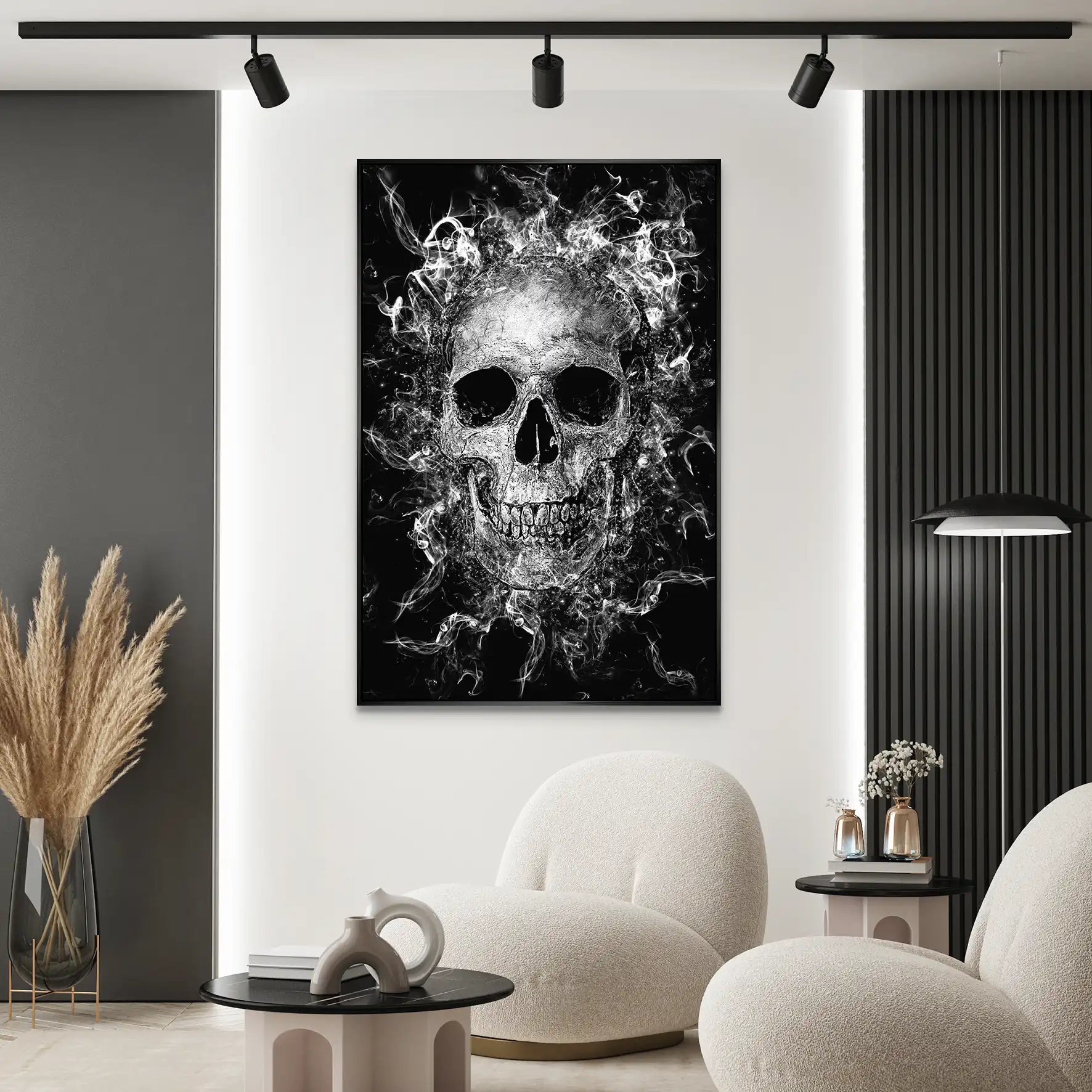 Totenkopf Abstrakt Black AluDibond Bild INGALERIE