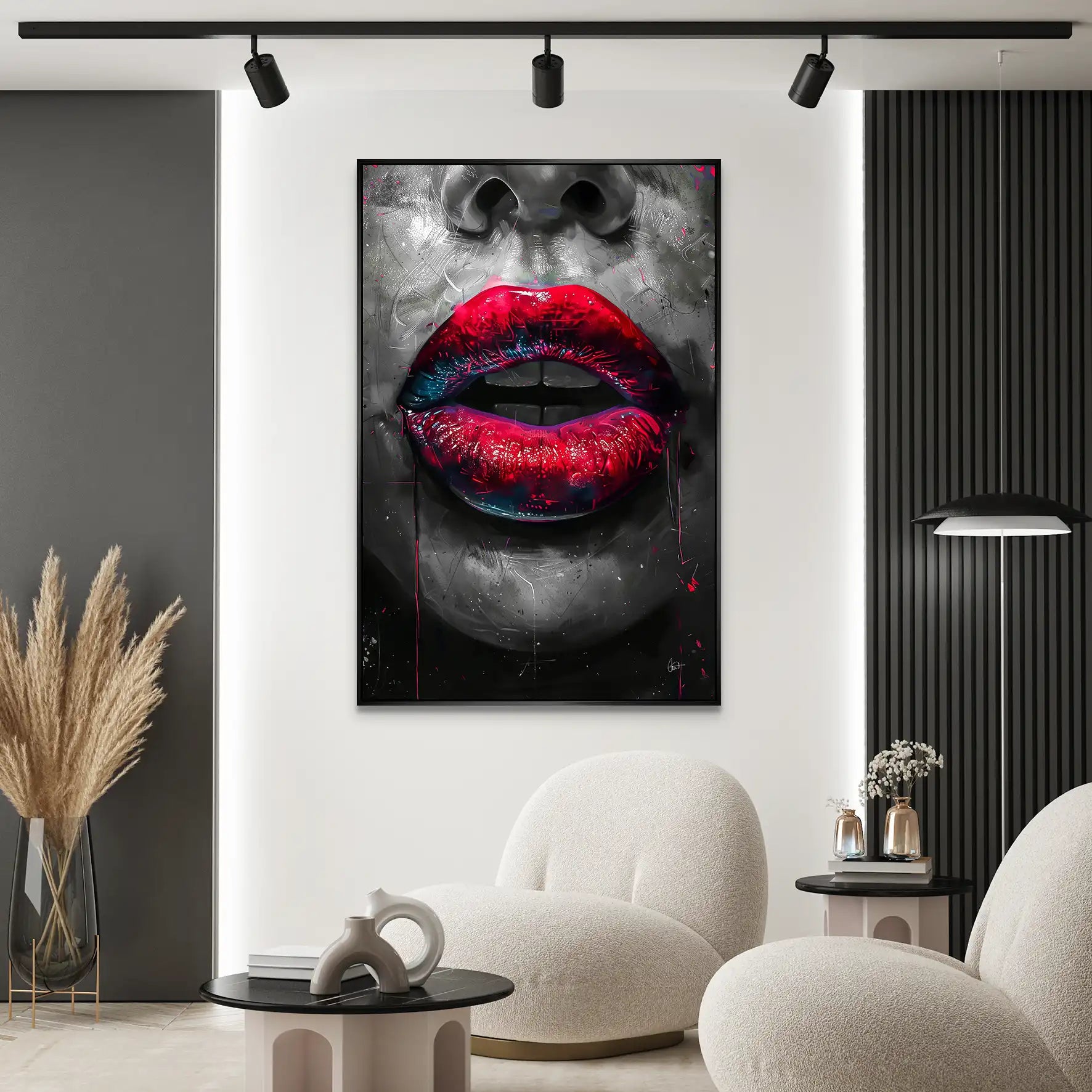 Abstrakt Red Lips AluDibond Bild INGALERIE