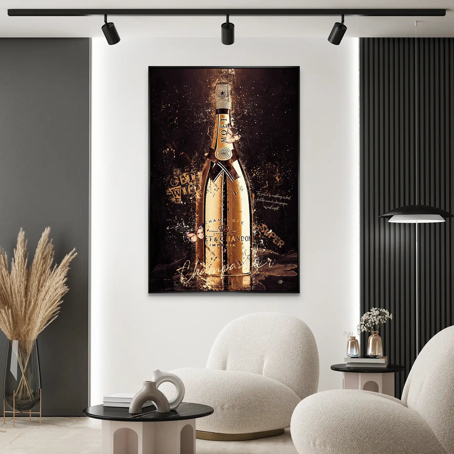 Champagner Retro Style AluDibond Bild INGALERIE