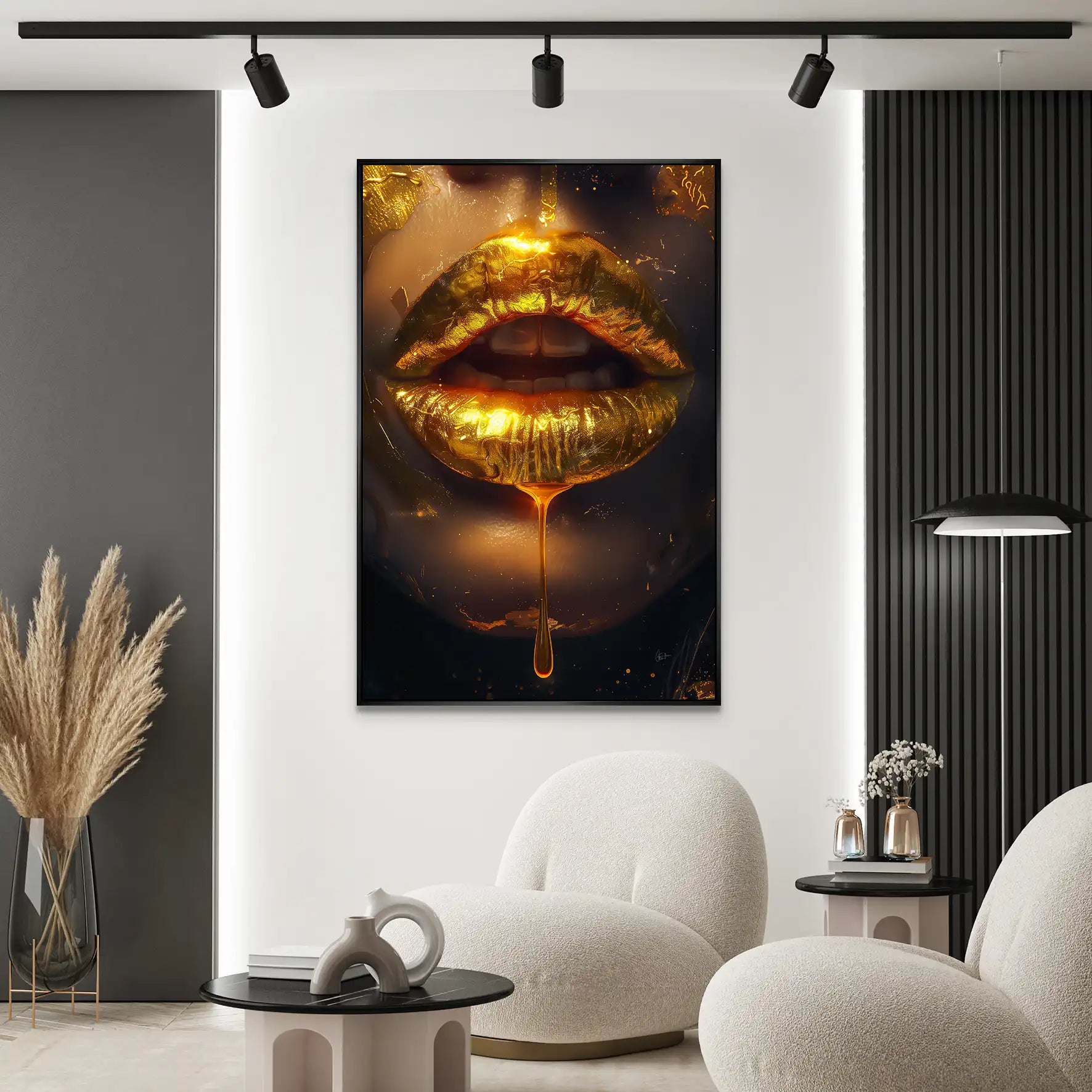 Sweet Gold Lips AluDibond Bild INGALERIE